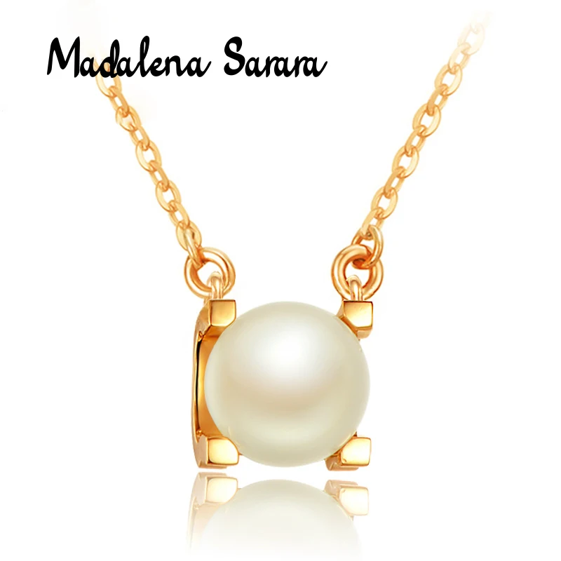 MADALENA SARARA 9 мм пресноводный жемчуг натуральный белый Идеальный Круглый Простой 18 К