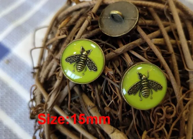 NO6 size 14mm yellow Оптом 10 штук New bee металлические бронзового капельного масла, пиджак, рубашка, свитер пуговицы пальто кнопка 1,4 см 14 мм - Цвет: NO6 size 14mm yellow