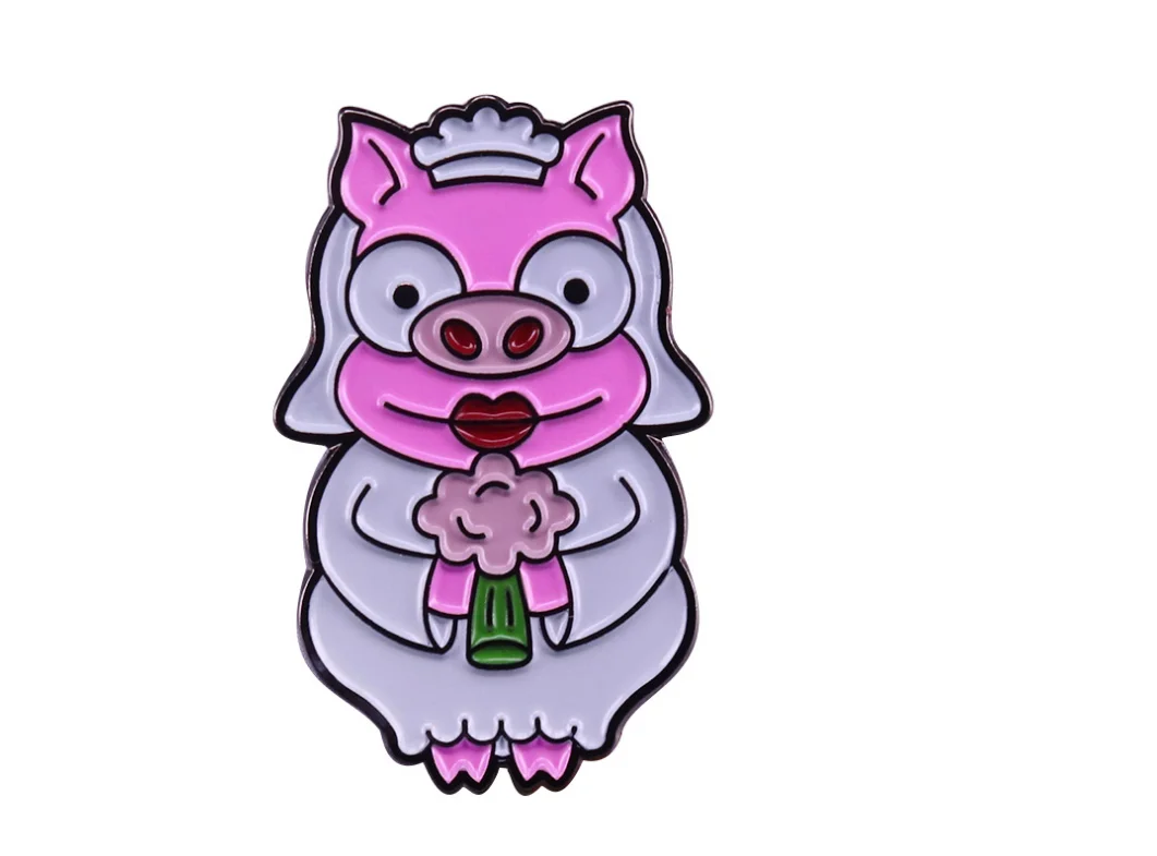 Эмалированная заколка с изображением свинки Гомера Лизы жениха невесты милые