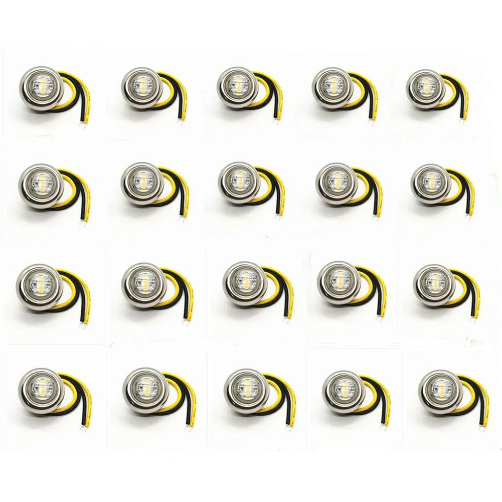 

Waterproof LED 12V Side Marker Light 20PCS Bullet Clear/Amber Useful Durable