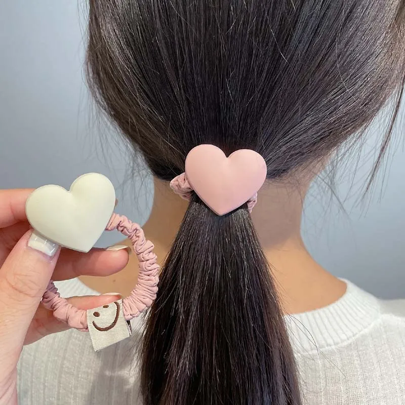 

New Fashion Simple Heart Shape Elastic Rubber Band Scrunchies Elegant Women Girl horsetail Hair Headdress Accessories