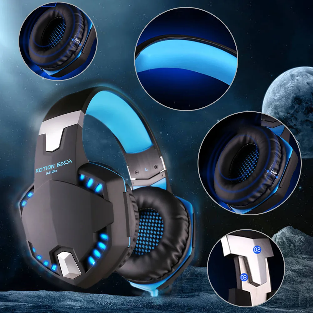 G2100 игровая гарнитура большой светильник микрофон стерео наушники глубокие басы