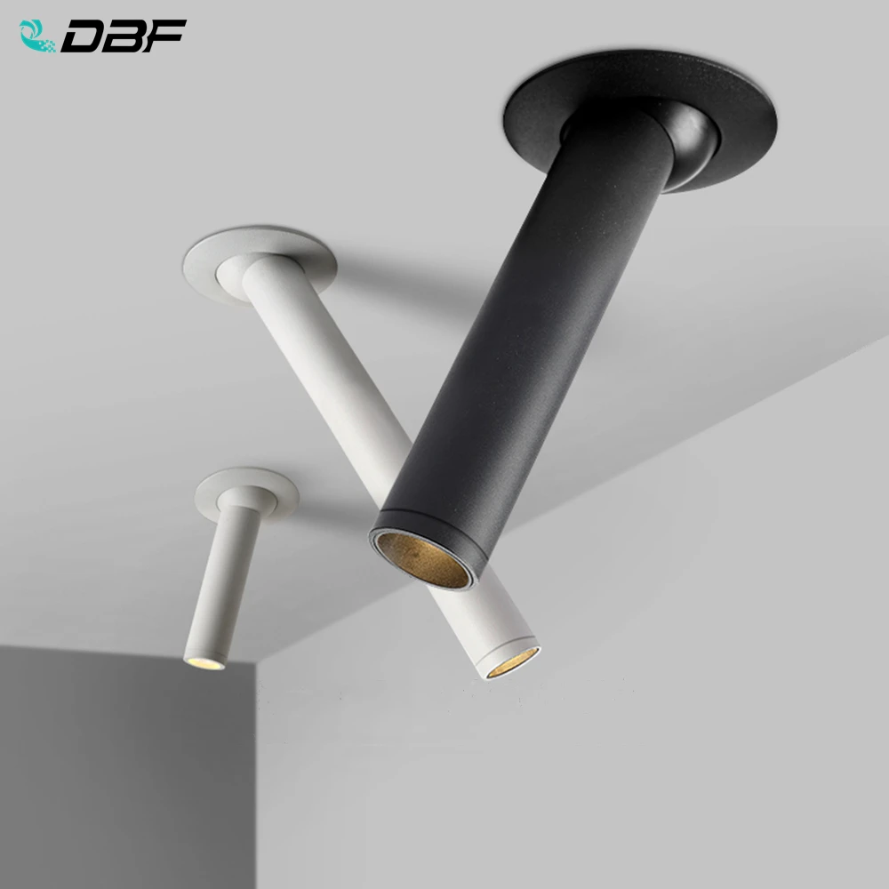 

Black/White Long Tube Ceiling Recessed LED Spot Lamp Angle Rotatable Ceiling Light 12W for Kitchen Bedroom Picture TV Background