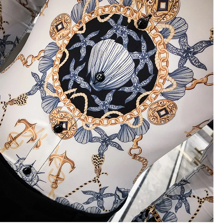 

Men's Shirt Luxury Designer Print Dress Shirts British Men Long Sleeve Casual Slim Shirt