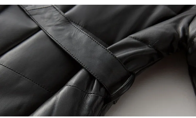 

Luxury women new fasion duck down coat genuine leather lady natural real sheepskin jacket large fox fur collar black 2xl 3xl 4xl