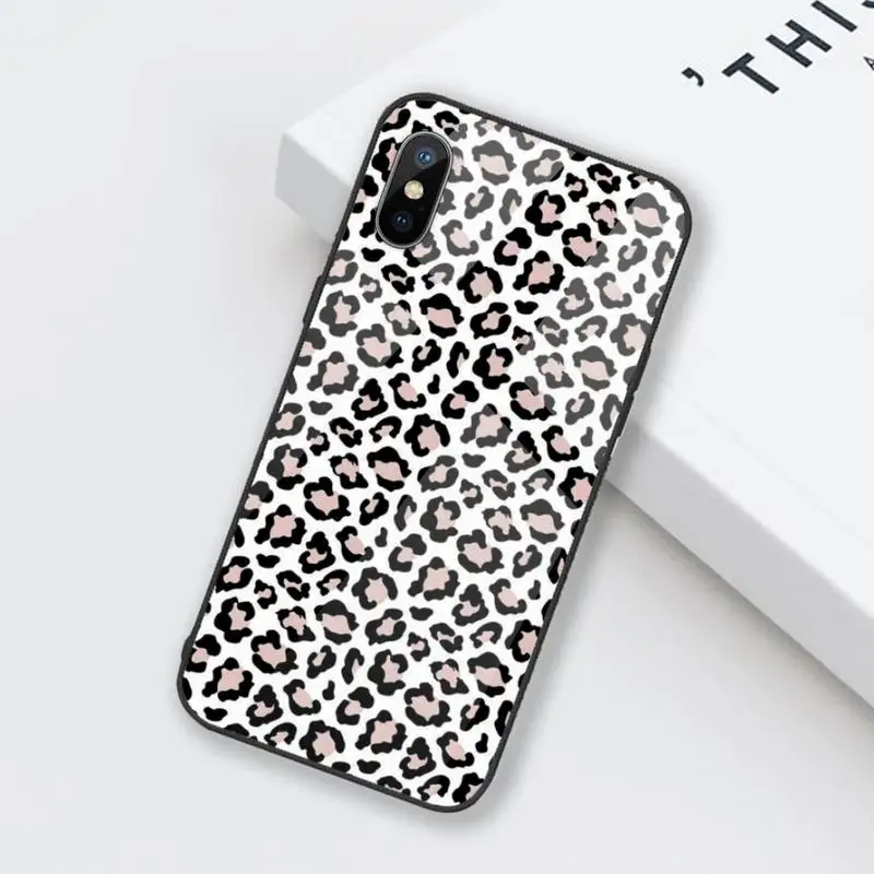 

Ottwn Leopard Print Pattern Phone Case Tempered glass For iphone 6 6S 7 8 plus X XS XR 11 12 mini PRO MAX