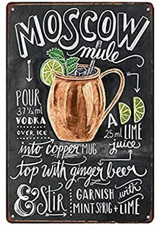 

Sylty 8x12 Inch Metal Tin Sign Moscow Mule Cocktail Bar Pub Home Vintage Look Reproduction
