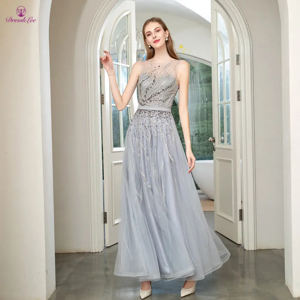 

Молодежное элегантное платье для выпускного вечера 2020, вечернее платье из тюля с бисером и кристаллами, платье для выпускного вечера