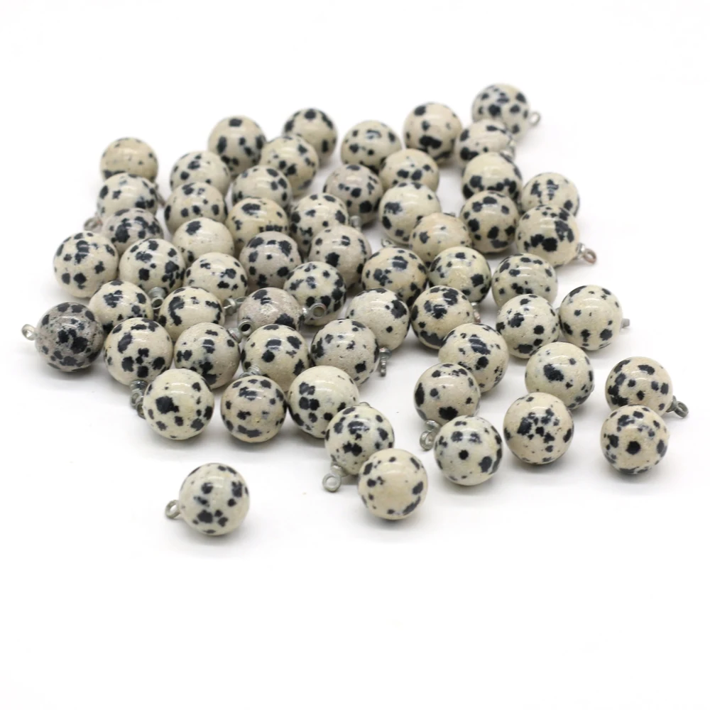 

Round Natural Semi-precious Stones Speckled Stone Spherical Boutique Pendant Making DIY Fashion Charm Necklace Jewelry 5pcs