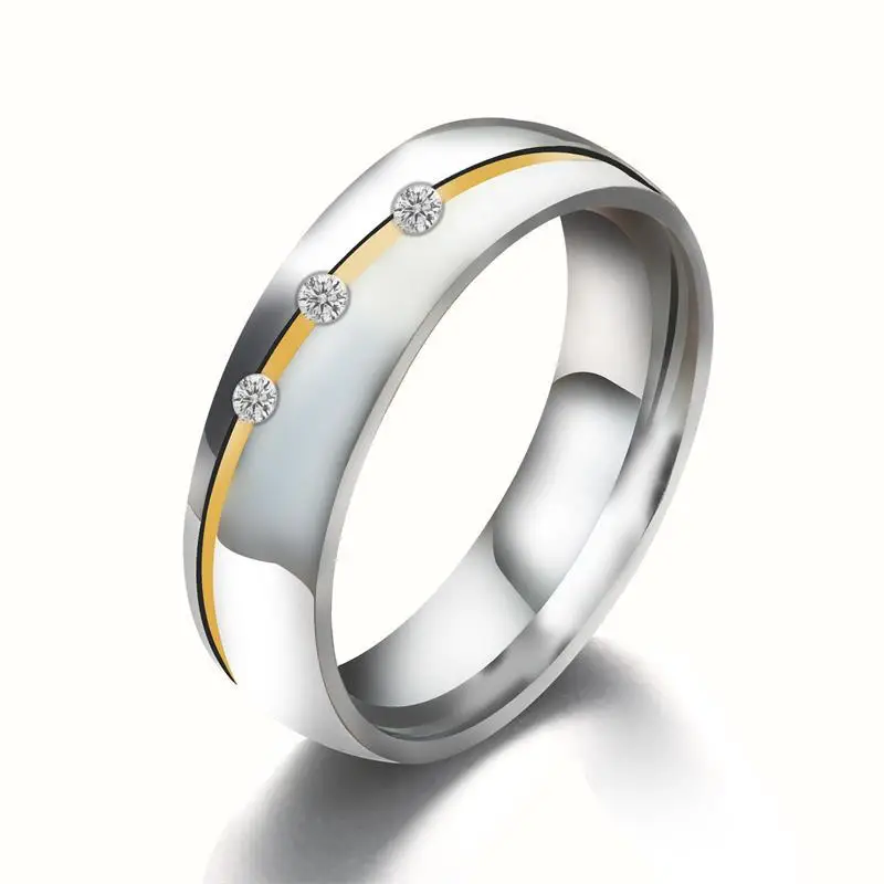 

Hot-selling jewelry couple rings gold line inlaid glass diamond women's ring hand jewelry accessories