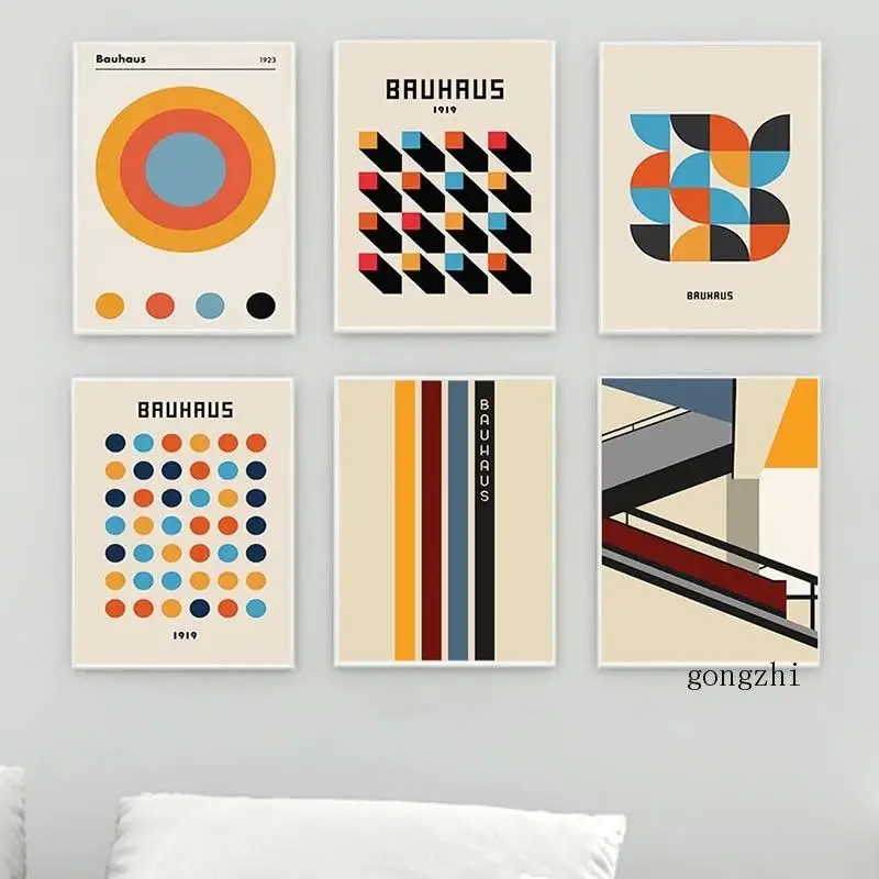 

Bauhaus, ретро-круг, геометрический абстрактный постер, Картина на холсте и принты, настенные картины для гостиной, Декор