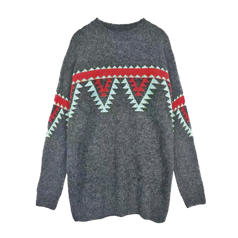 

Mid-length Sweater Long Women Loose-Fitting Outer Wear 2021 New Autumn Winter Retro Korean Japan Pullover Female Tops HK011