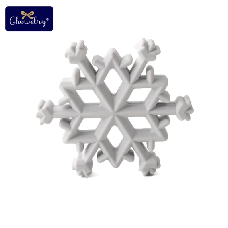 Gray Snowflake 1 шт. силиконовые снежинки Прорезыватель Рождественская елка звезда кулон Рождественский Олень Подарки для ребенка Лось пряники Ман детский Прорезыватель подарки - Цвет: Gray Snowflake