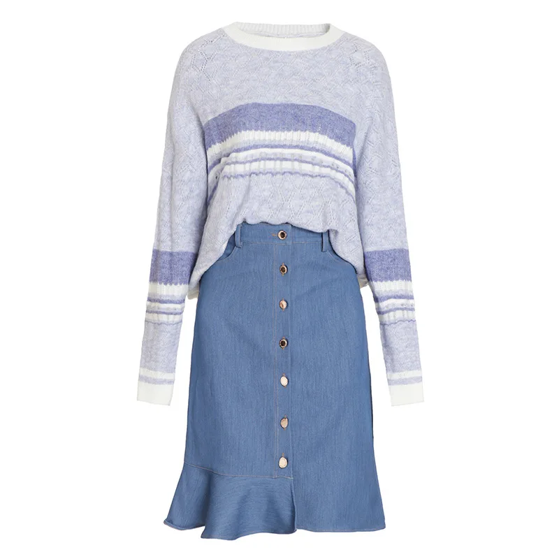 

Age-reducing suit women's knitted fishtail skirt age-reducing fashion autumn new two-piece suit early 2020