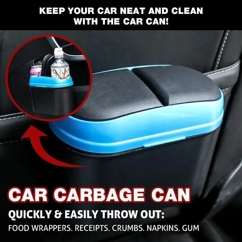 

Автомобильное Мусорное ведро с двойной крышкой автомобиля Двухпортовая мусорное ведро для салона автомобиля мусорное ведро Пресс флип мус...