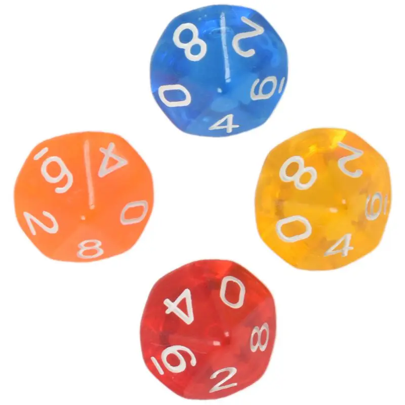 Multi 10-Dices D10 10-сторонняя игральная кость из драгоценного камня для РПГ Подземелья и Драконы настольные игры прозрачный синий - Цвет: Multi