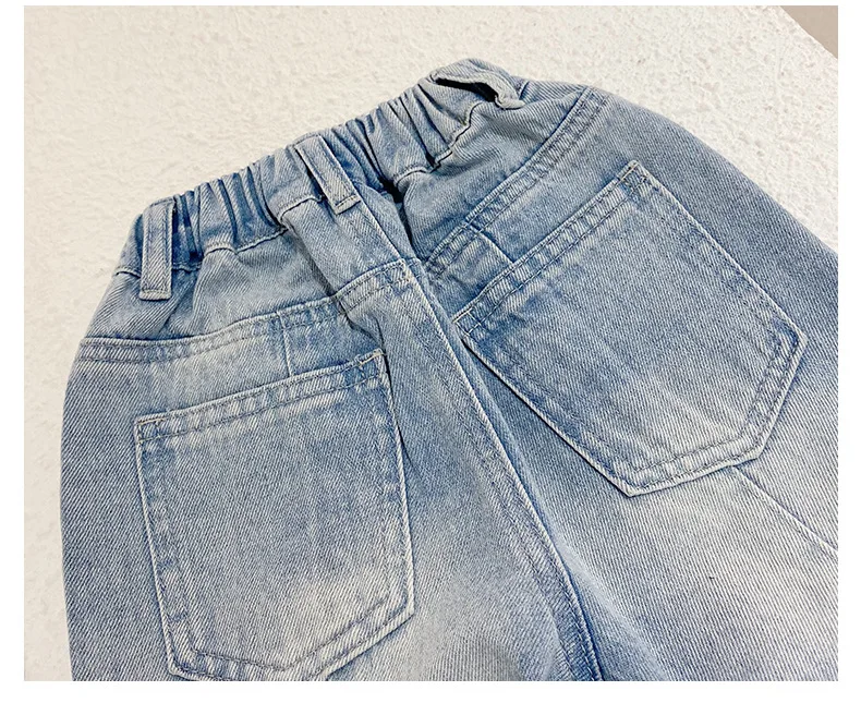 

WLG Boys Girls Ripped Jeans Kids Spring Denim Blue Holes Jean Baby Causal Trousers for 1-7 Years Children