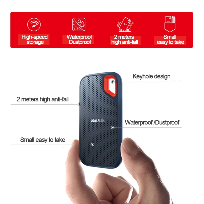 Двойной Флеш-накопитель SanDisk Портативный внешний SSD 500 ГБ 1 ТБ 2 жесткий диск E60 USB 3 HD