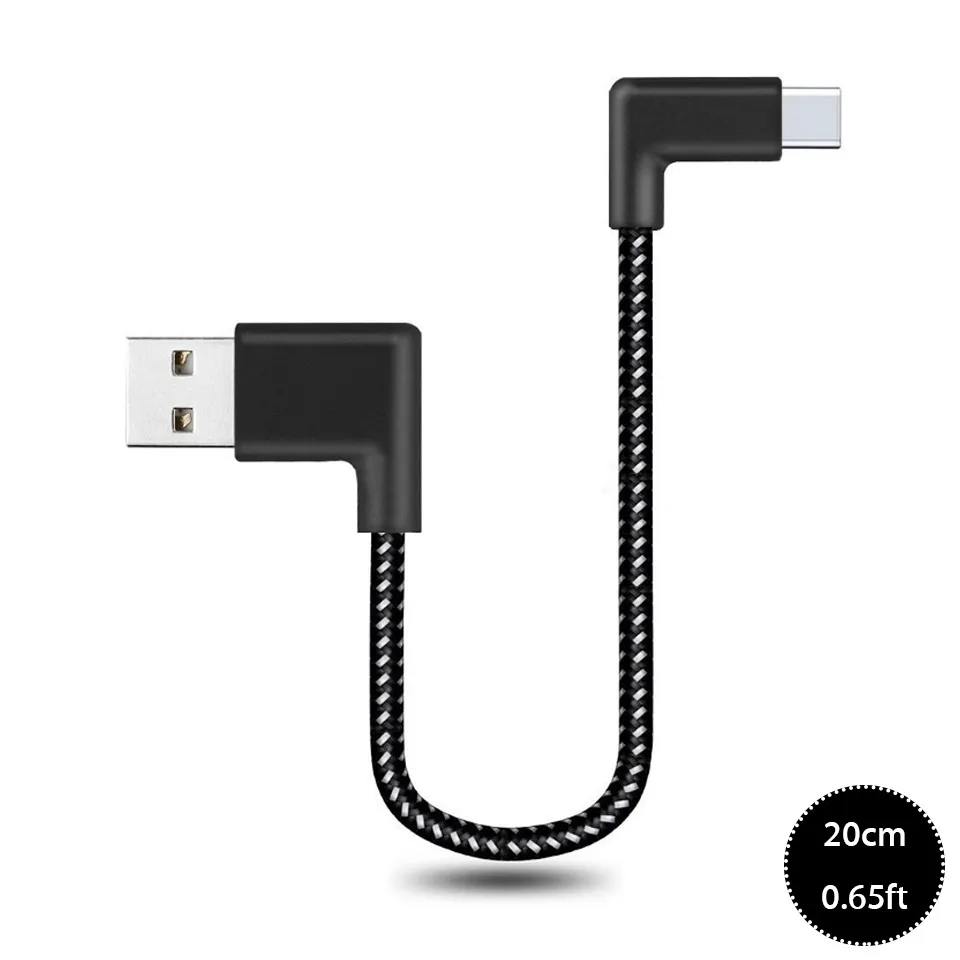 20 см/0,2 м короткий 90 градусов usb type C зарядный кабель L форма USB-C телефонный кабель для зарядного устройства для samsung A5 A7 Для huawei P20 Pro