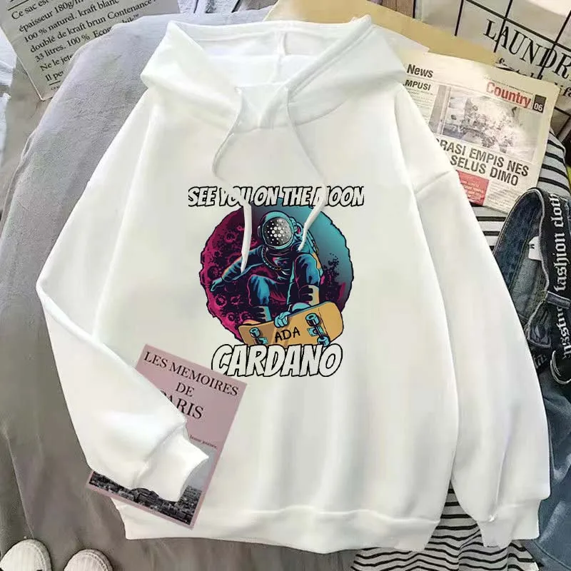 

Autumn and winter Korean version of loose ins retro spaceship made old printed hooded sweater for men and women худи женский