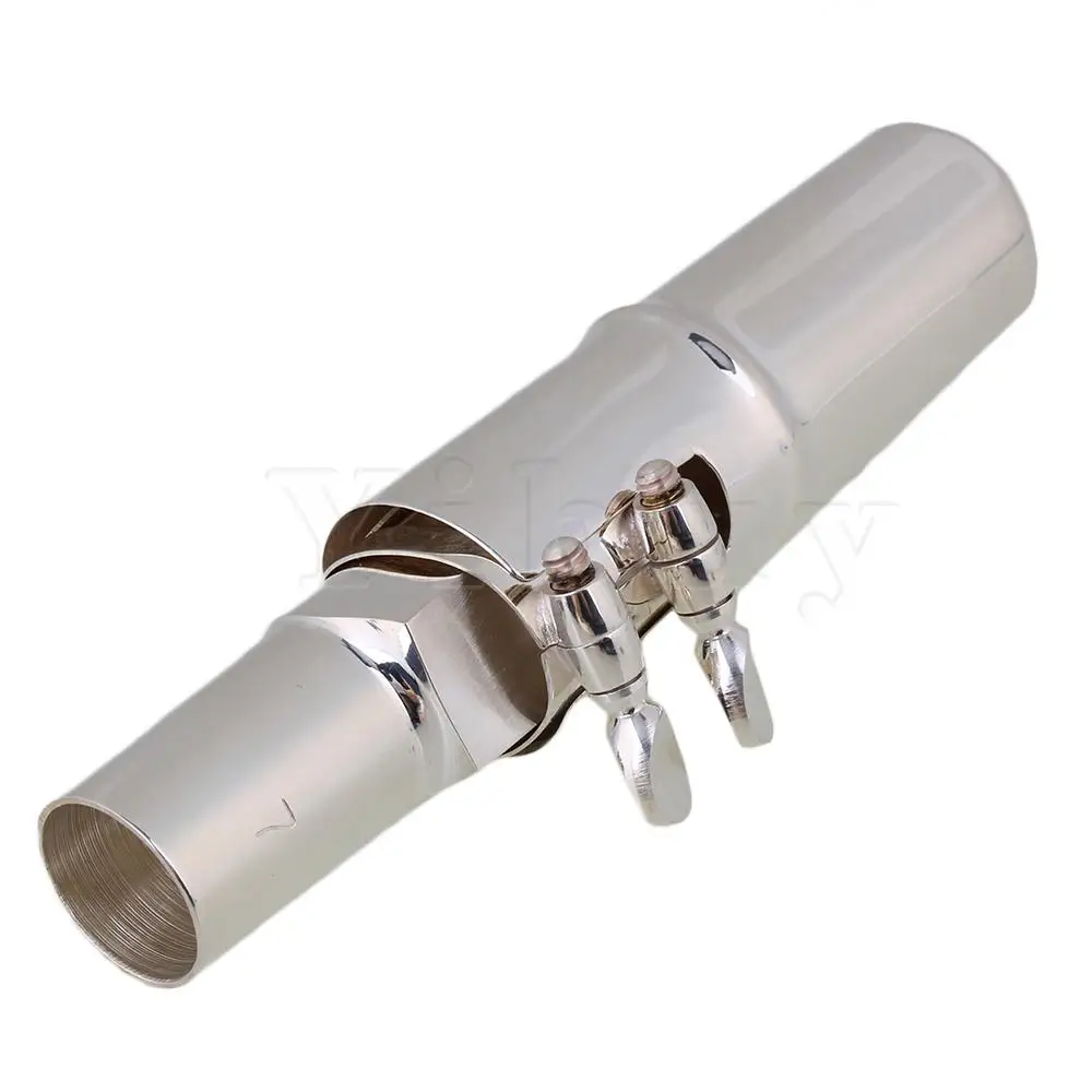 Yibuy Tenor Saxophone Sax Mouthpiece Cap Ligature BQLZR Silver plate#7 Good Sound