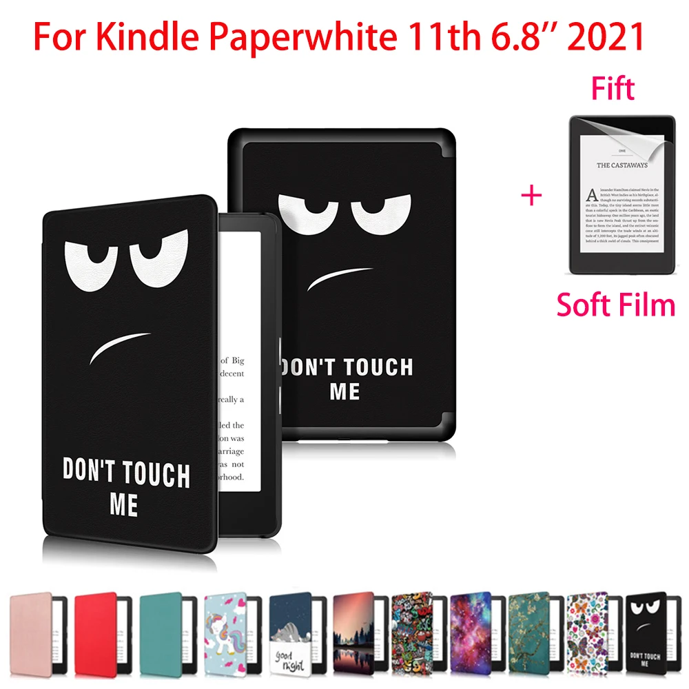 Case For Kindle Paperwhite 2021 11th Generation 6.8 Ereader PU Leather Cover for Kindle Paperwhite Case 5 2021+ screen protector
