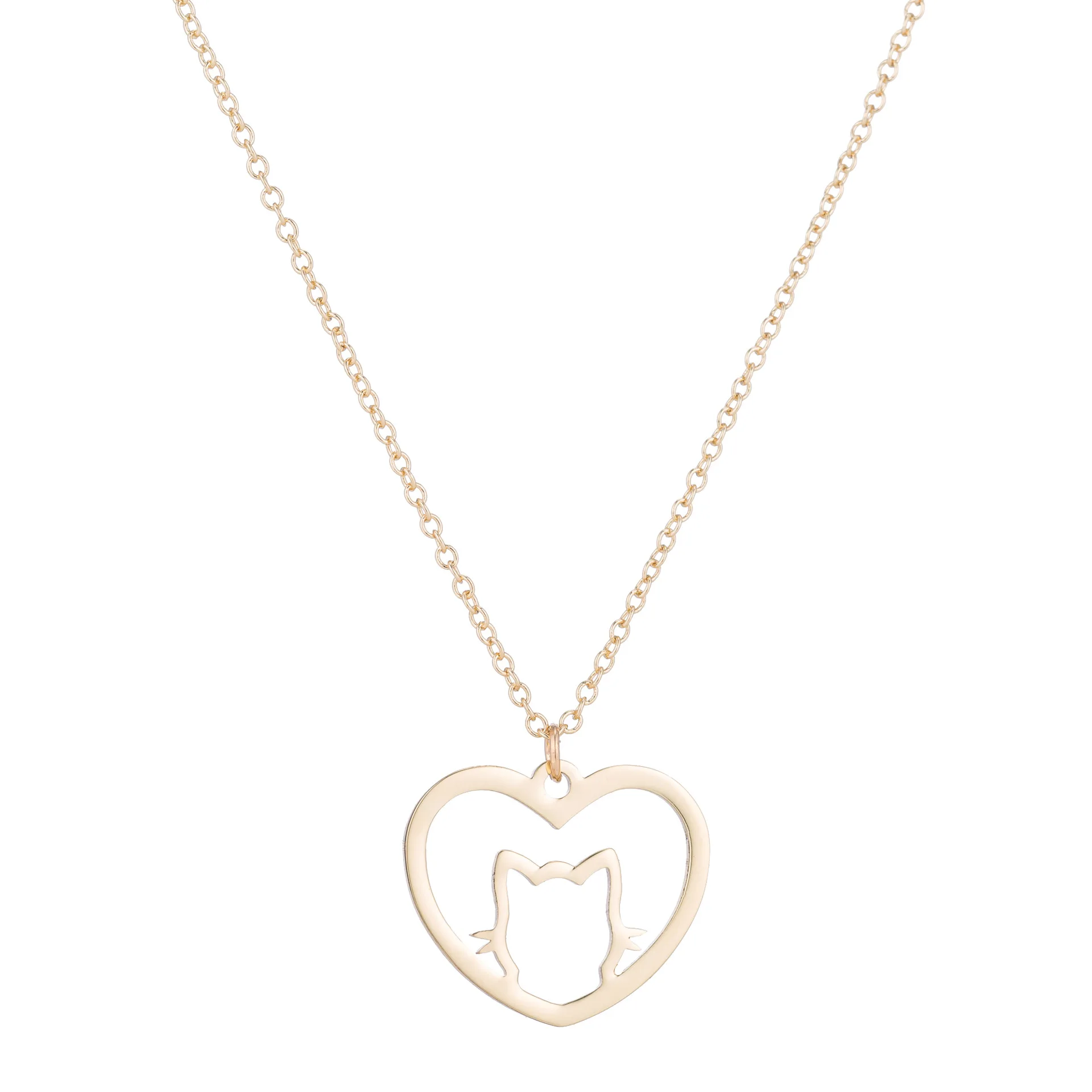 

Женская цепочка из нержавеющей стали с кулоном в виде влюбленной кошки, 30 шт.