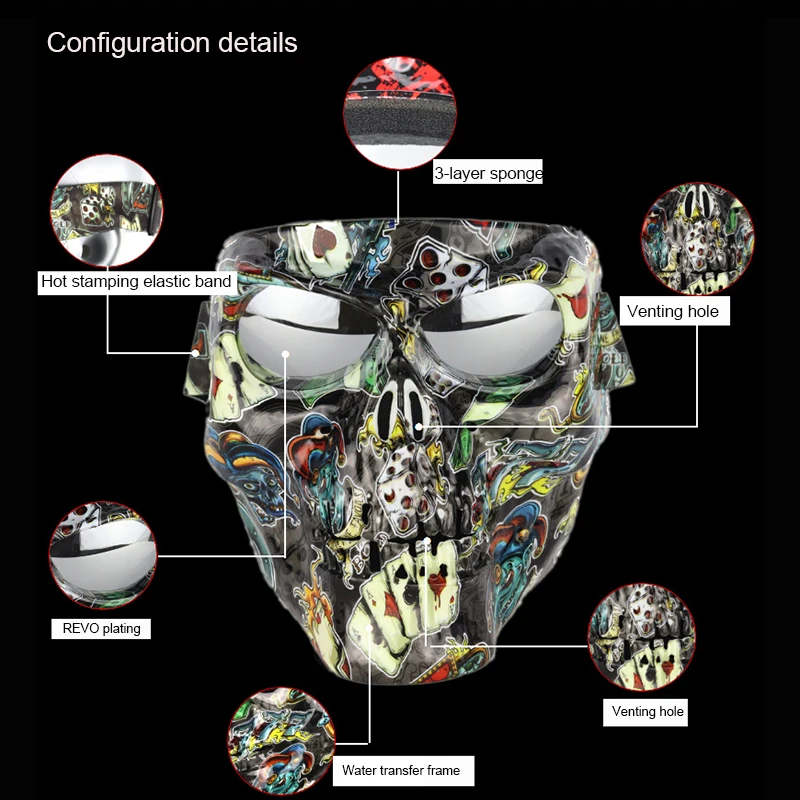 Ski Snowboard Mask Full Face Snowmobile Skiing Goggles Motocross Bicycle Protective Glasses Safety Skull Ghost | Спорт и развлечения