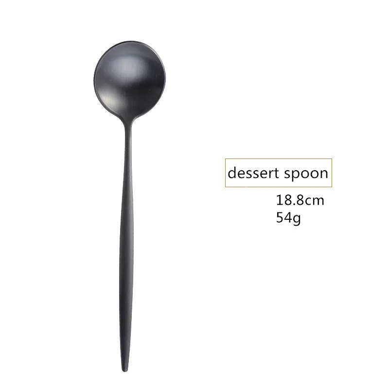 1pc dessert spoon Черный набор столовых приборов из нержавеющей стали, вилки, ложки, ножи, столовое серебро, Корейская кухня, палочка для еды, столовая посуда, набор посуды, Прямая поставка - Цвет: 1pc dessert spoon