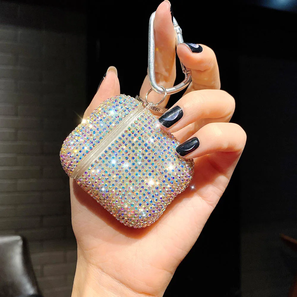 

Luxury 3D Cute Bling Diamonds Wireless Bluetooth Earphone Accessories Hard Case for Airpods 2 1 Protective Charging Bag