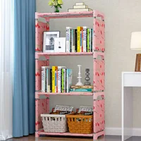 DIY Simple Bookshelf Storage Shelf for Children Easy Assembly Bookcase Non-woven Fabric Cabinets Kids Home Decor Home Furniture