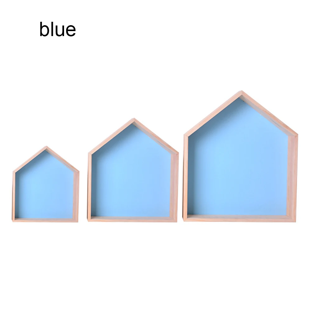 blue S M L Настенная деревянная полка для детской комнаты, украшения для детской комнаты, настенная деревянная полка для детей, настенная подвесная декоративная полка, держатель для хранения - Цвет: blue S M L