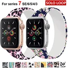 Ремешок Solo Loop для Apple Watch Band 44 мм 40 мм 38 мм 42 мм, Эластичный Силиконовый браслет с принтом для iWatch Series 543SE6