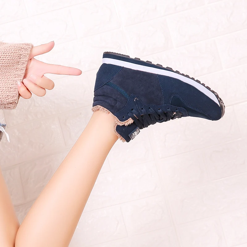 

New fashion suede leather men and women snow boots winter warm plush couple boots ankle boots flat shoes 35-48#