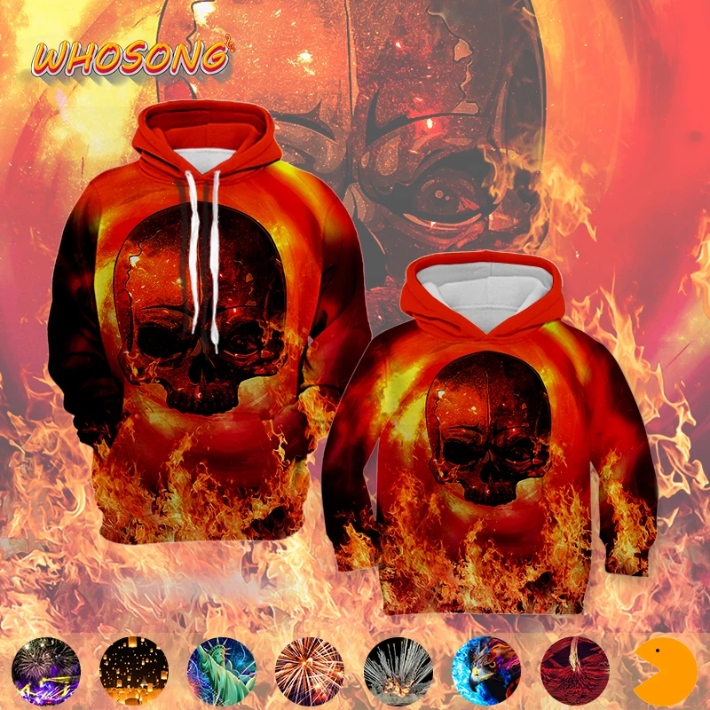 WHOSONG/3D толстовки с капюшоном изображением костей популярная худи для мужчин