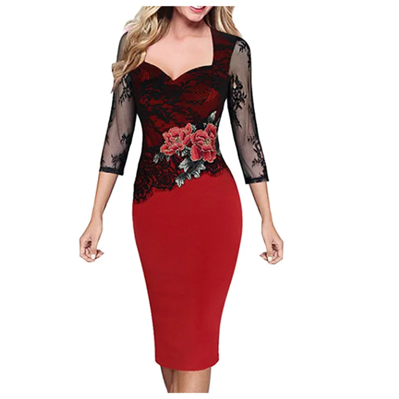 Женское платье размера плюс элегантное винтажное цветочное кружевное вечерние