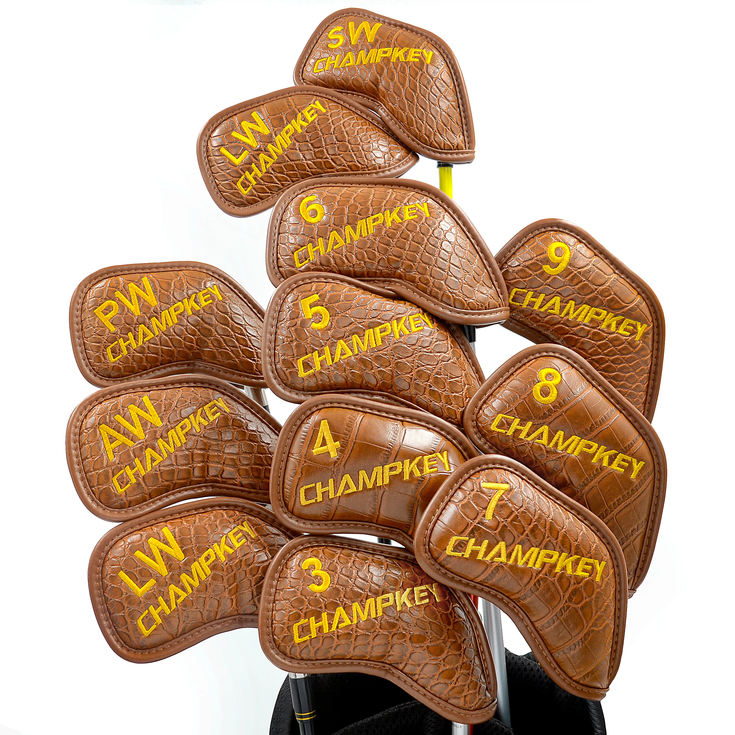 

Новый Champkey Гольф головных уборов 12 шт. в упаковке, для игры в гольф клуб Железная клюшка протектор Набор 2 Цвета шлем аксессуар шаровой голов...