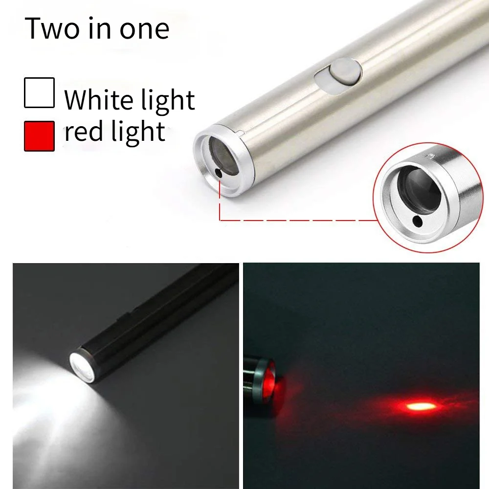 

Laser Funny Cat Stick 2 In 1 Stainless Steel Laser Pet Cat Toy Lightweight Portable Multi-function Flashlight Lighting Outdoor