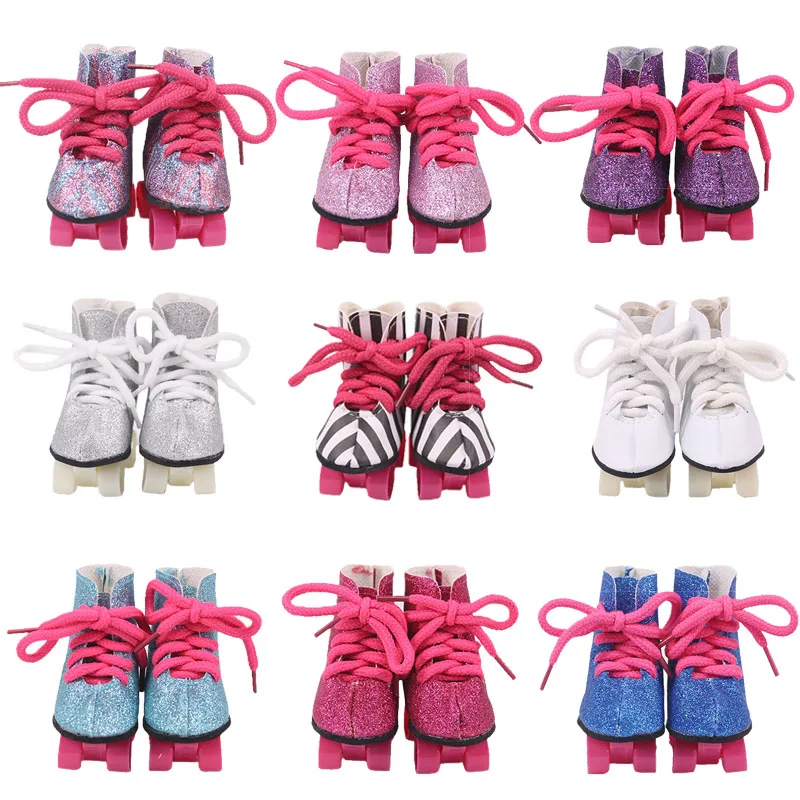 Кукольная обувь роликовые коньки модная с блестками подходит для кукол Reborn 18