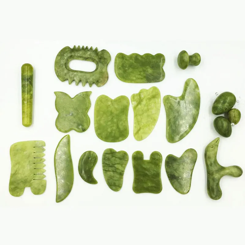 Натуральный Нефритовый камень для гуаши скребок гуаша лица шеи подтяжки спины