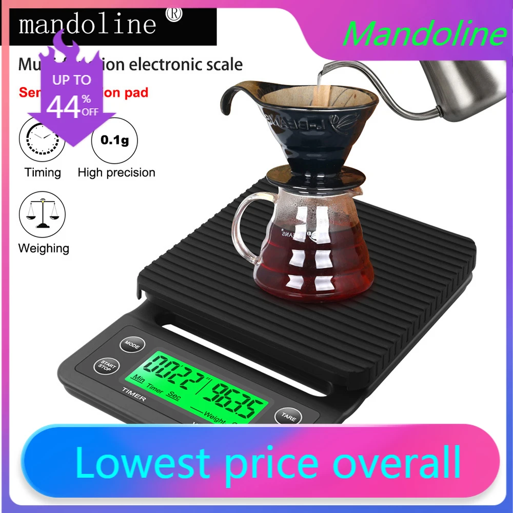 

3kg/0.1g 5kg/0.1KG Drip Coffee Scale With Timer Portable Electronic Scales Kitchen Scale High Precision LCD Electronic Digital