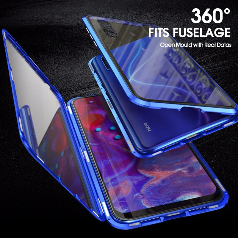 Чехол для xiaomi A3 двусторонний стеклянный Магнитный адсорбционный чехол телефона