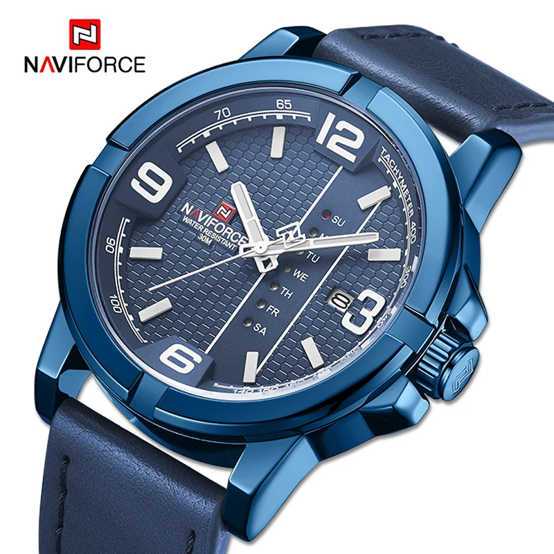 Часы NAVIFORCE мужские спортивные кварцевые водонепроницаемые из натуральной