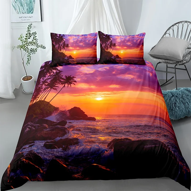 Роскошные комплекты постельного белья с 3d-изображением заката восхода солнца