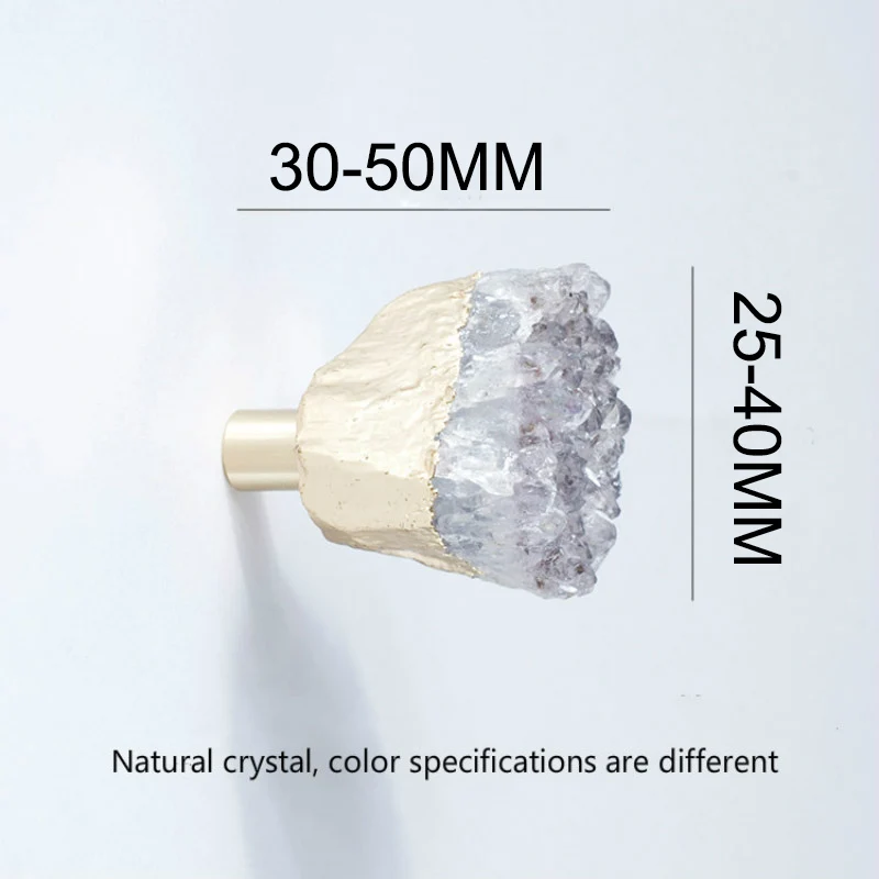 Ручки из латуни с натуральным аметистом в скандинавском стиле золотая для шкафа