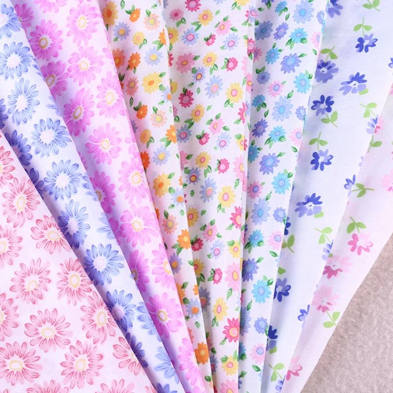 

100X150cm Floral Print Cotton Poplin Thin Plain Fabrics for DIY Children Clothes Handmade Accessories By The Meter