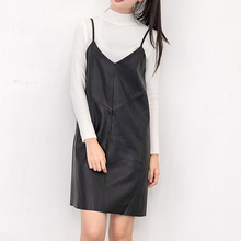 Vestido de verano de piel sintética para mujer...