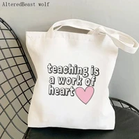 women shopper bag pink heart printed kawaii bag harajuku shopping canvas shopper bag girl handbag tote shoulder lady bag
