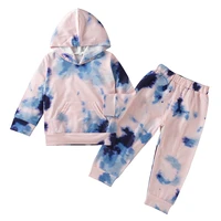 2 piece tie dye hoodie boys girls clothes autumn winter childrens clothing set long sleeve sweater elasticized pants