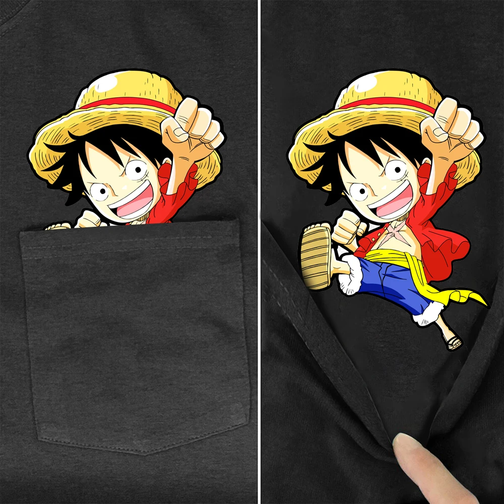 

CLOOCL Anime One-Piece T-Shirt 100% Cotton 3D Graphics Pocket Luffy Printed T-Shirts Harajuku Casual Tops Men for Women Clothing
